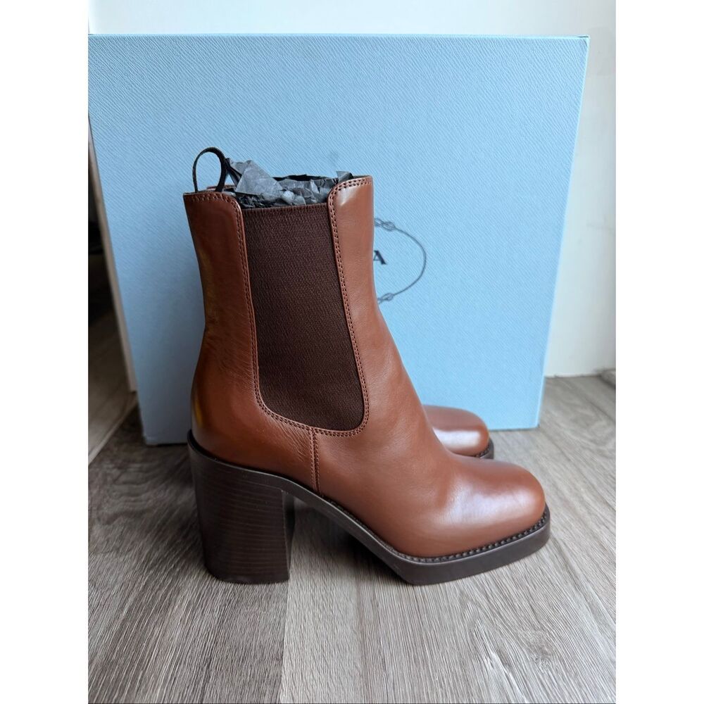 PRADA LEATHER ANKLE BOOTS SIZE EU 36.5 $1790 - Picture 7 of 16